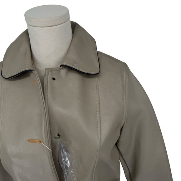 Vintage 1970s Dynahyde Faux Leather Jacket Cropped Boxy Contrast Trim Women's 10 - Picture 6 of 16